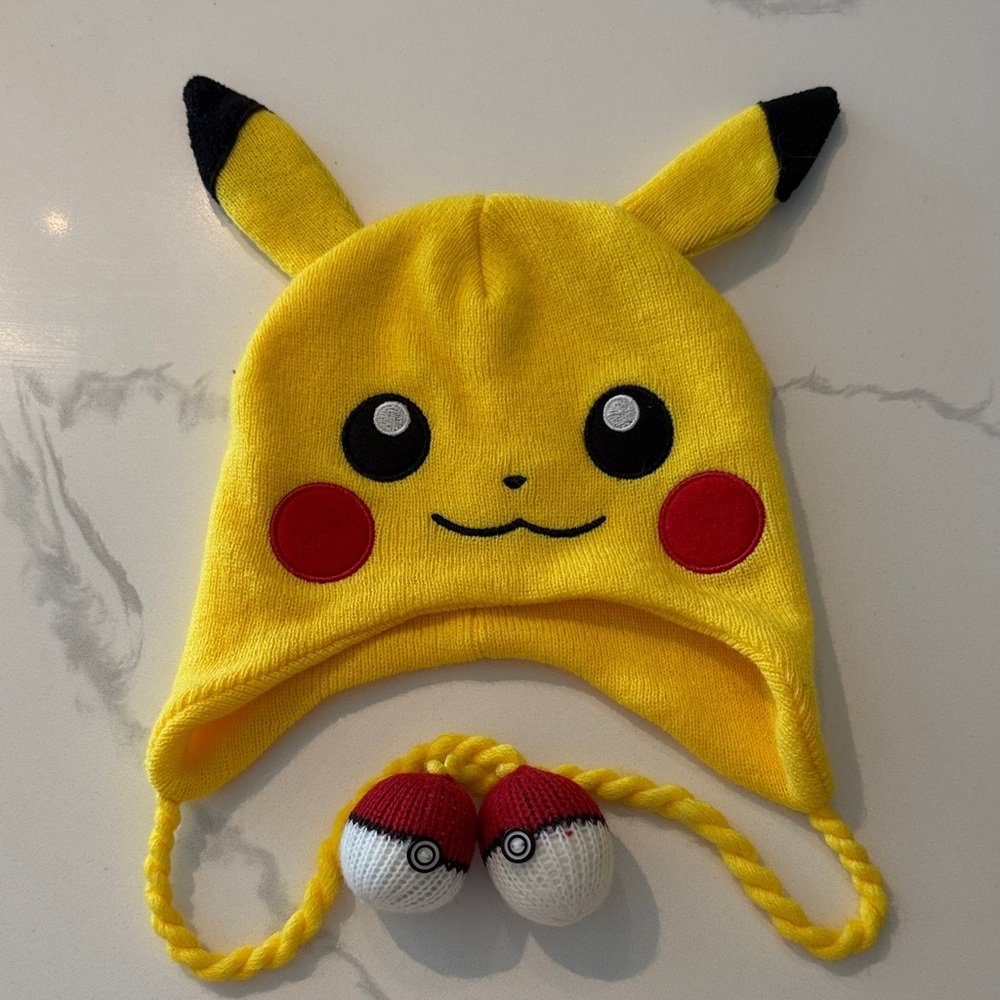 Pokemon Pikachu Yellow Hat with Black and Red Accents